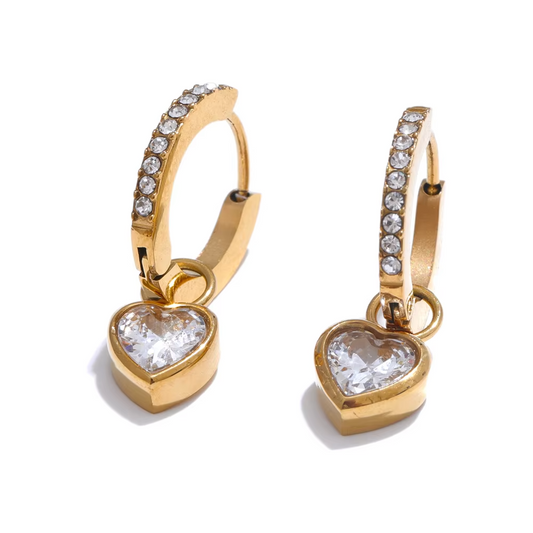 Heart Hoop Crystal Earrings