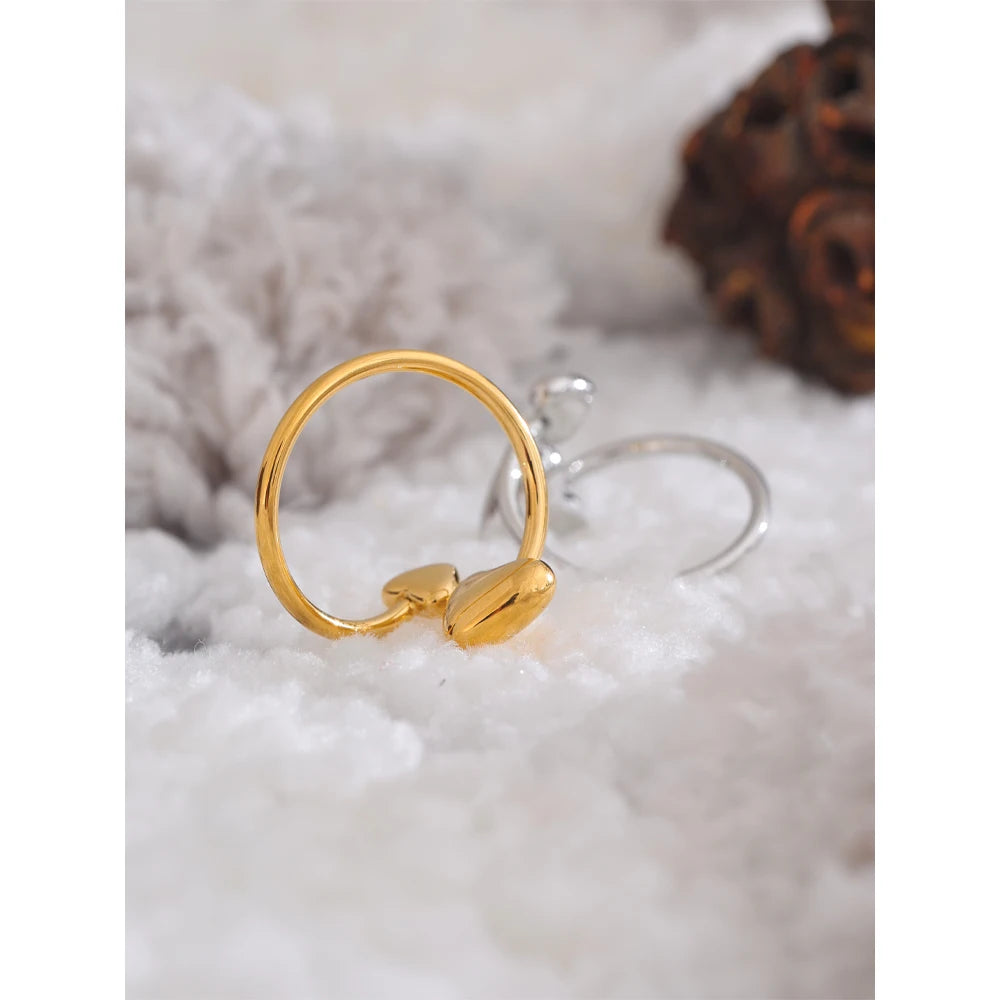 Double Heart Open Ring