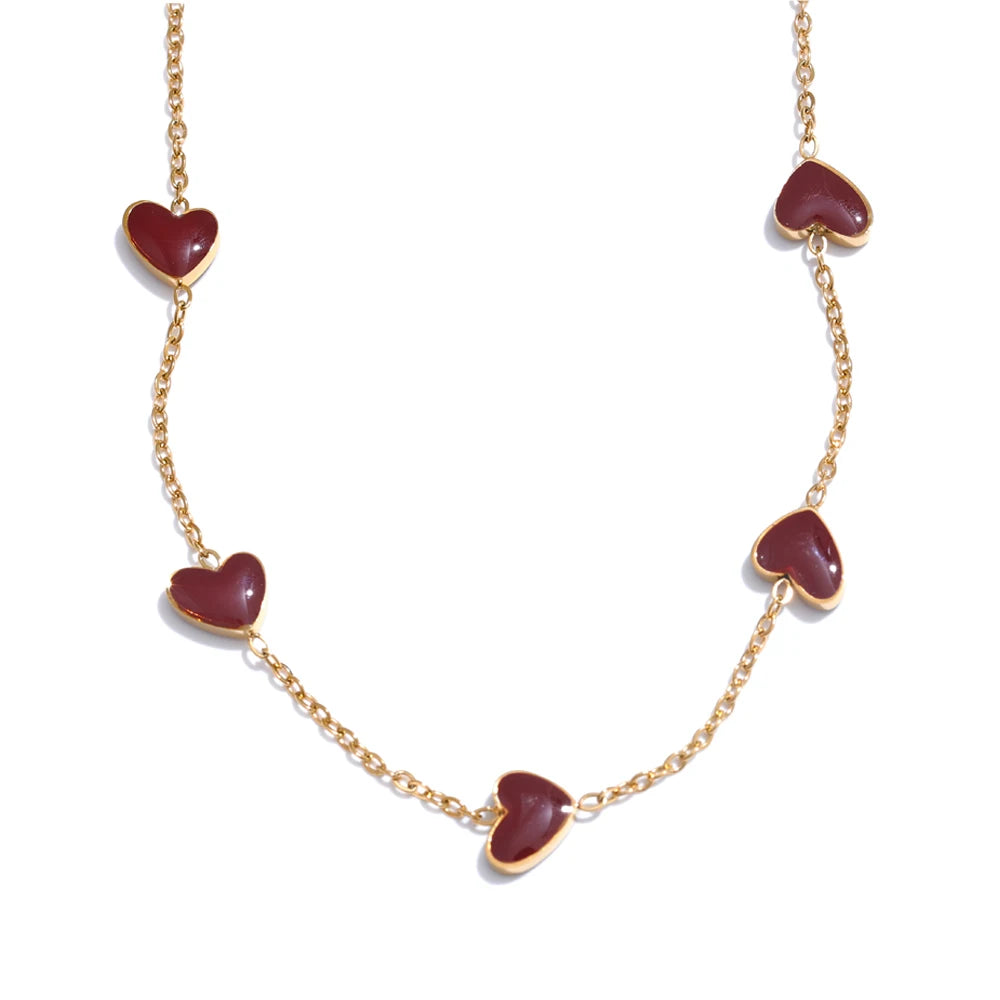 Enamel Heart Charm Necklace