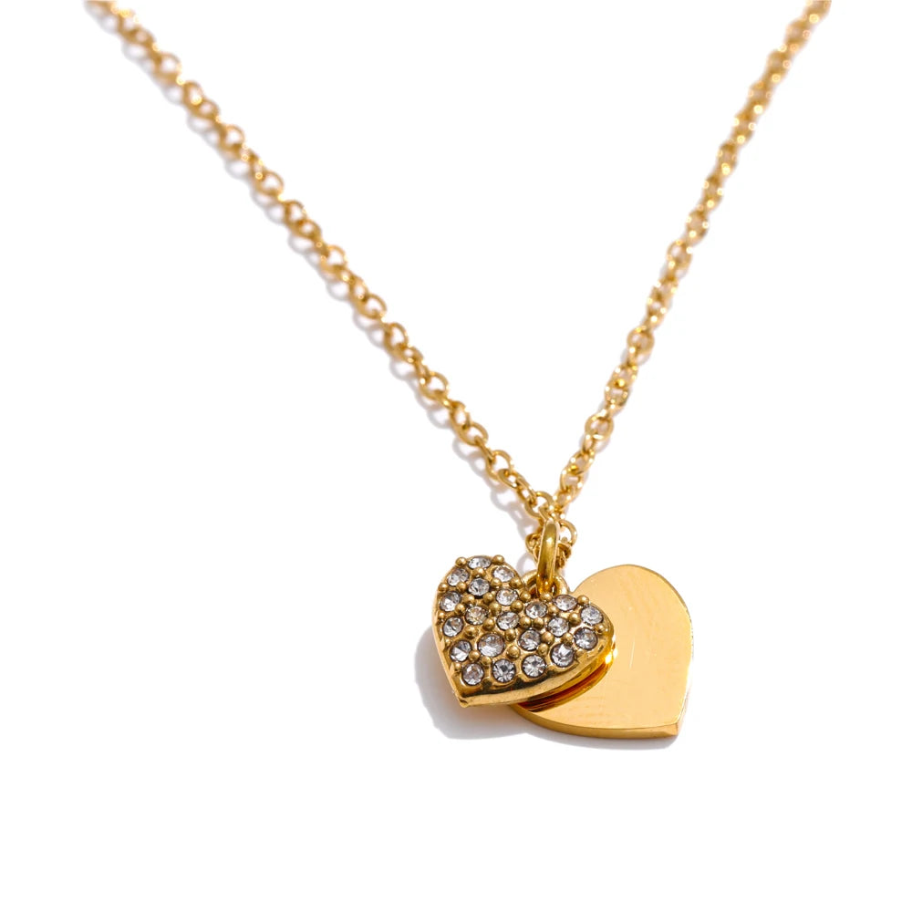 Double Heart Charm Necklace