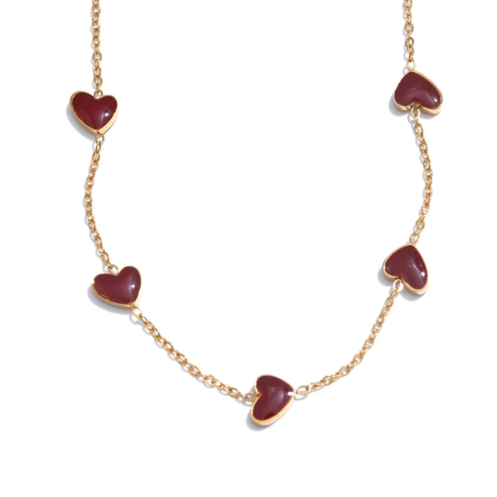 Enamel Heart Charm Necklace