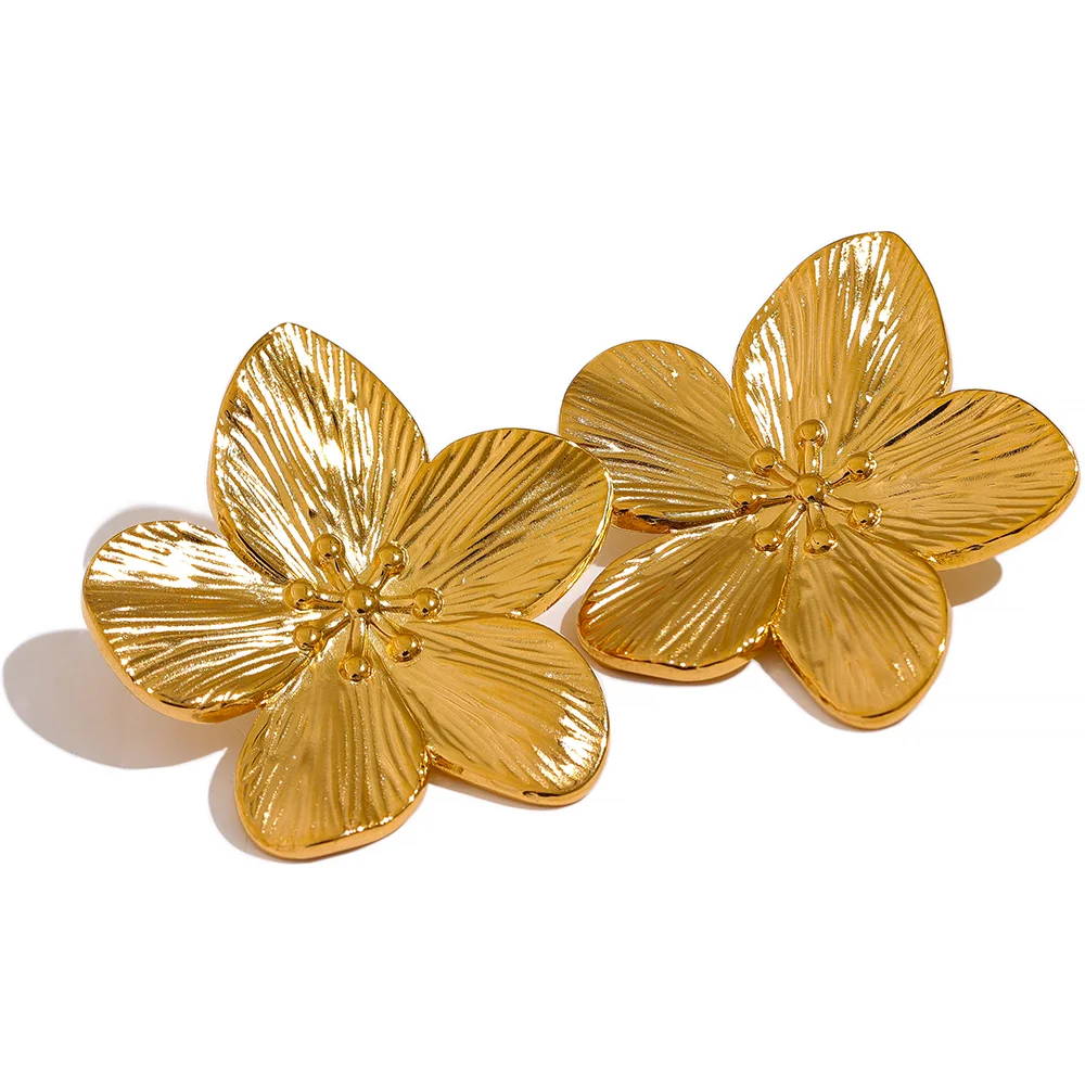 Flower Stud Earrings, Elegant Floral Statement.