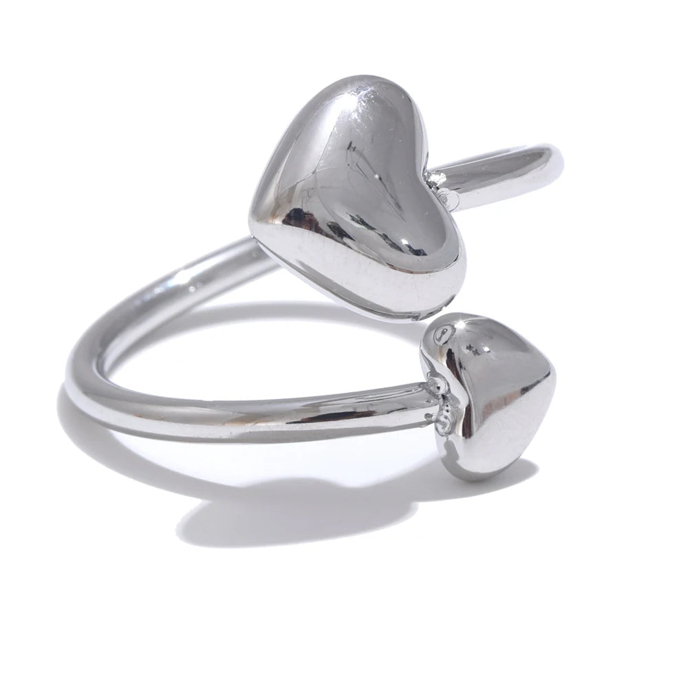 Double Heart Open Ring