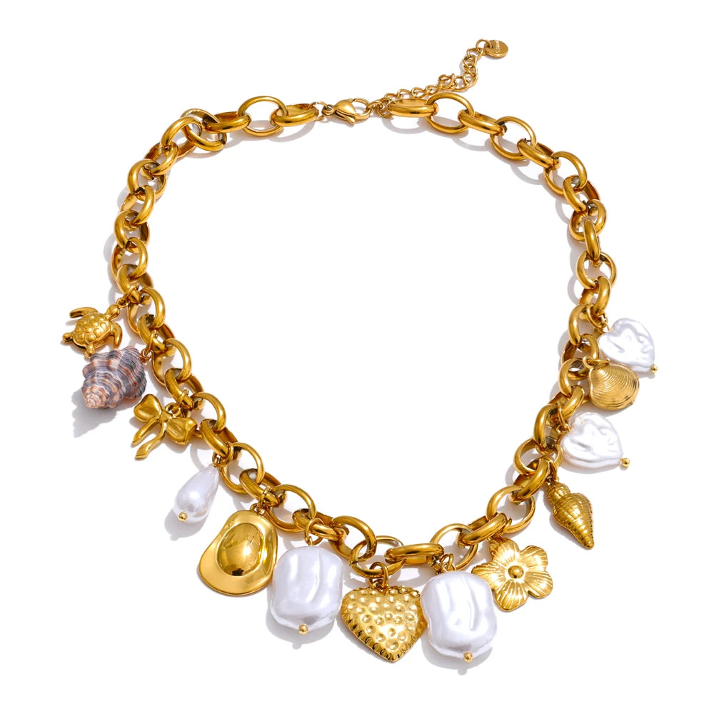 Gold Charm Statement Bracelet