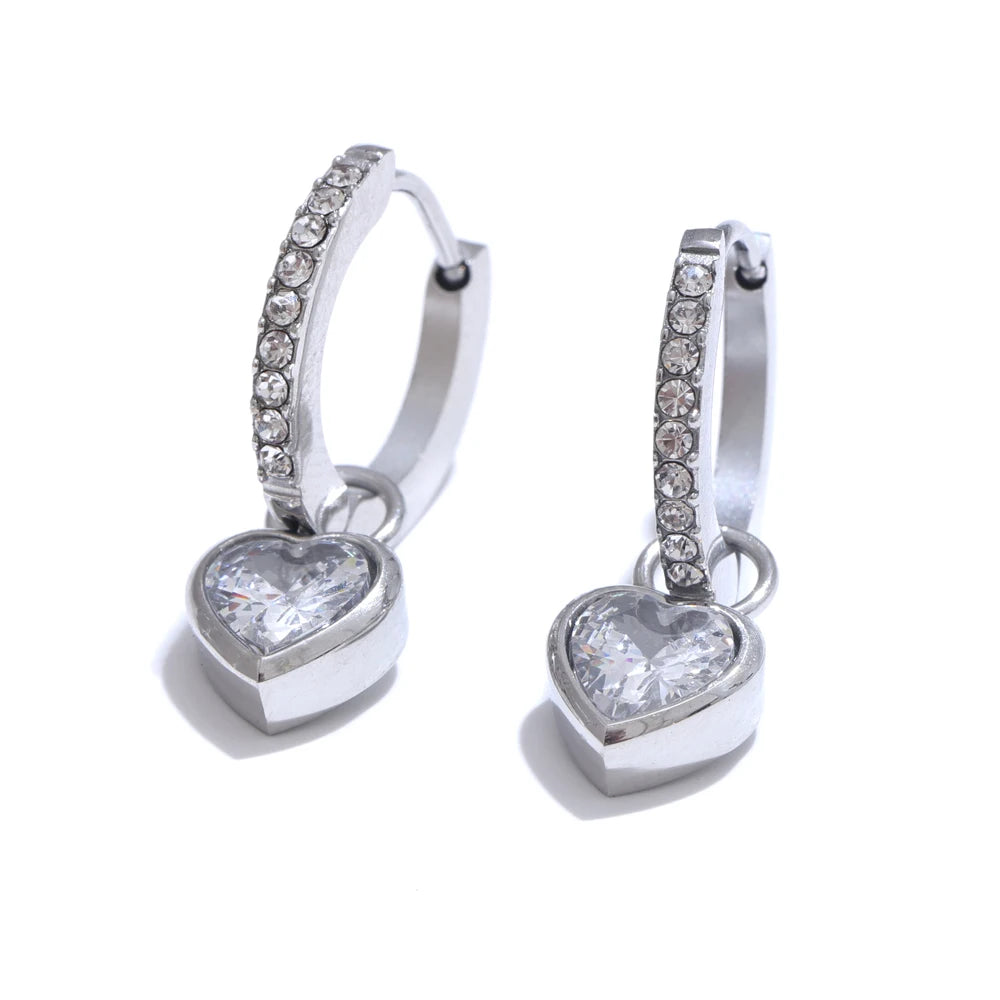 Heart Hoop Crystal Earrings