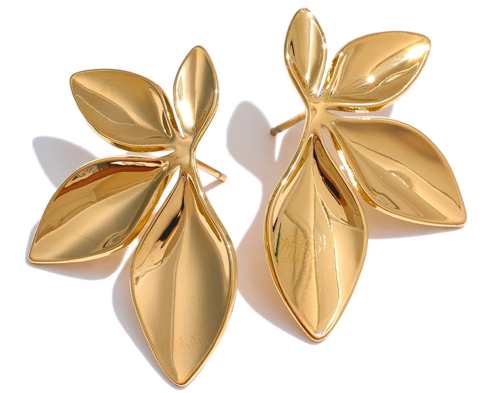 Stylish Gold Leaf Earrings