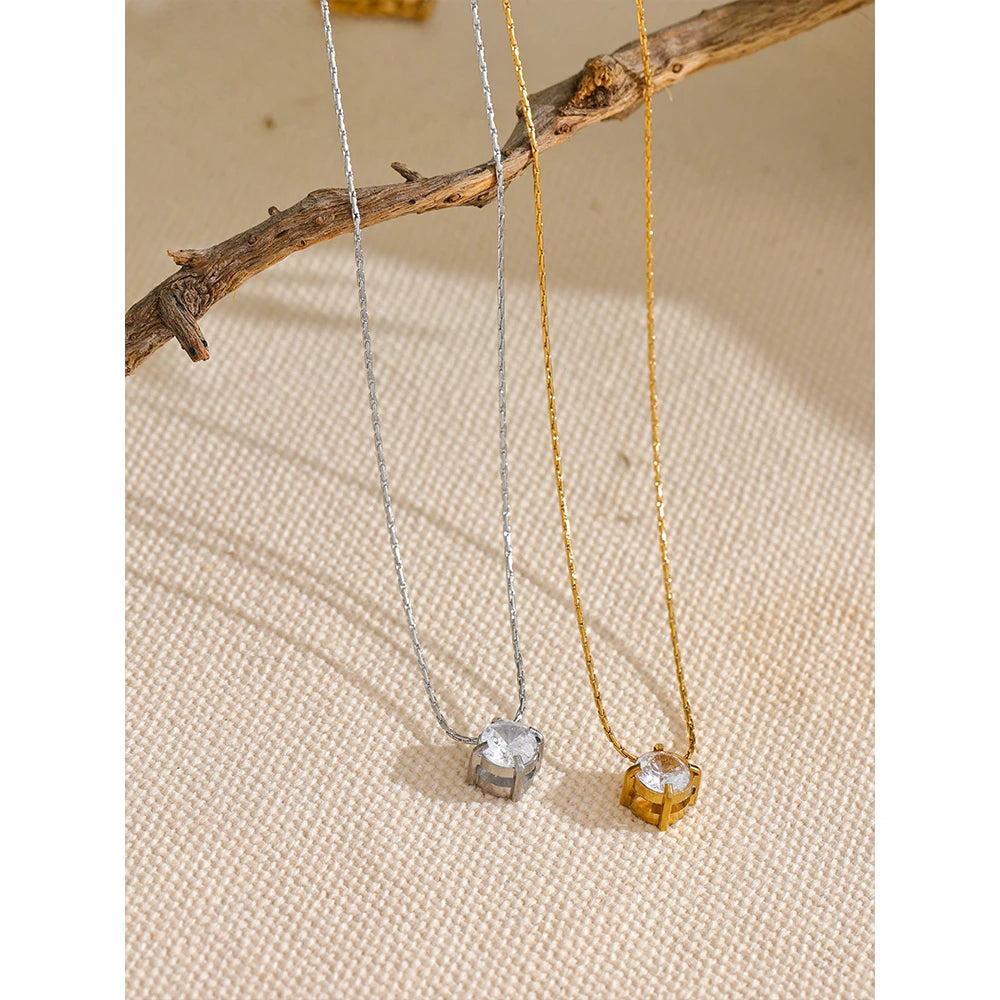 Beautiful Round Cubic Pendant Necklace