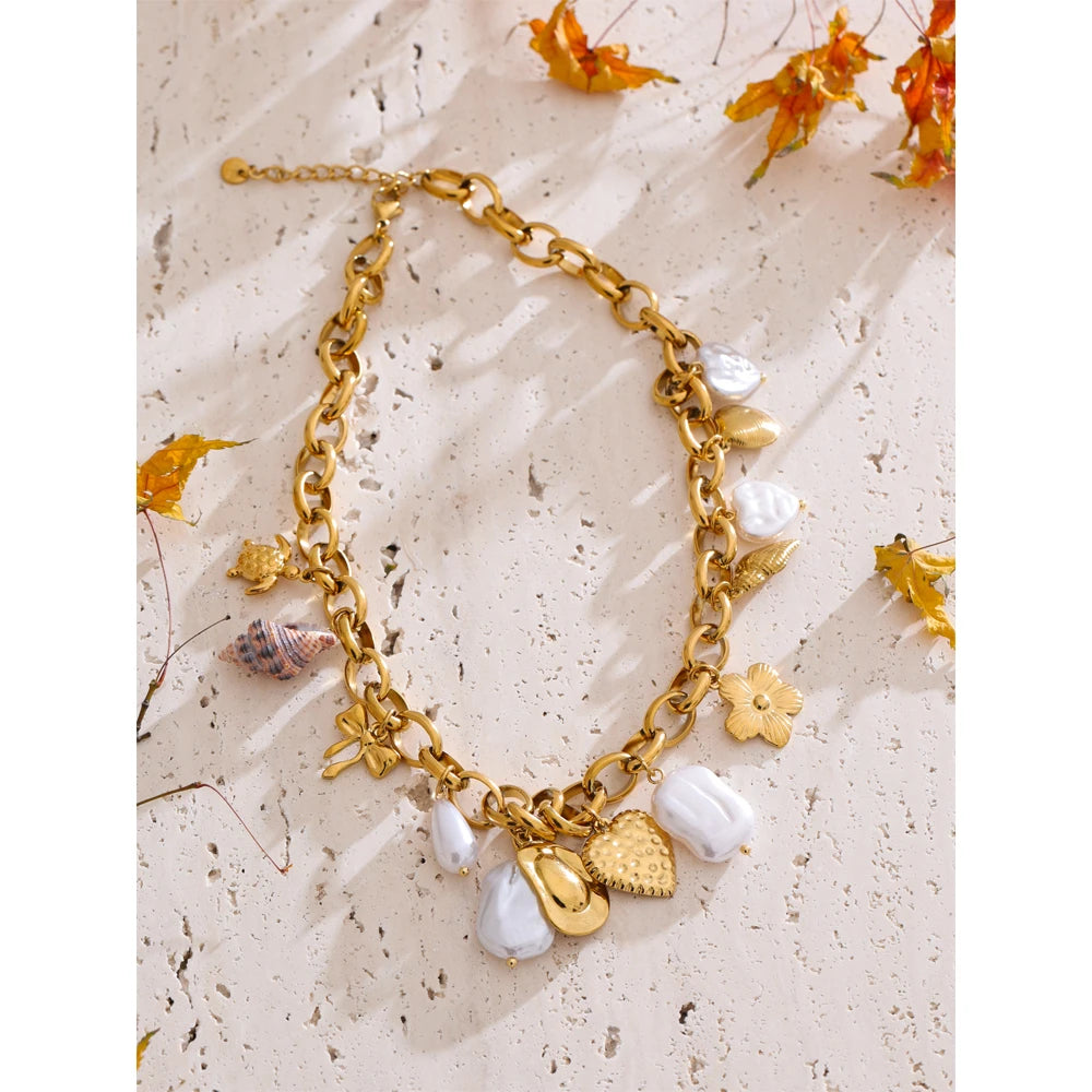 Gold Charm Statement Bracelet