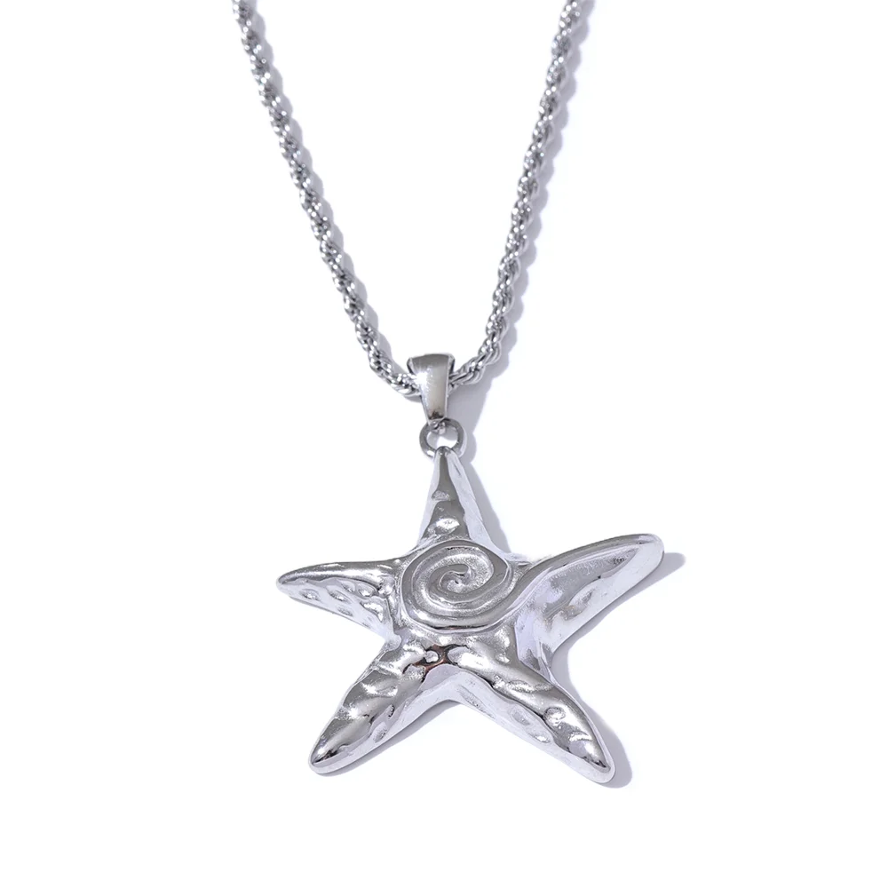 Stylish Gold Starfish Pendant Necklace.