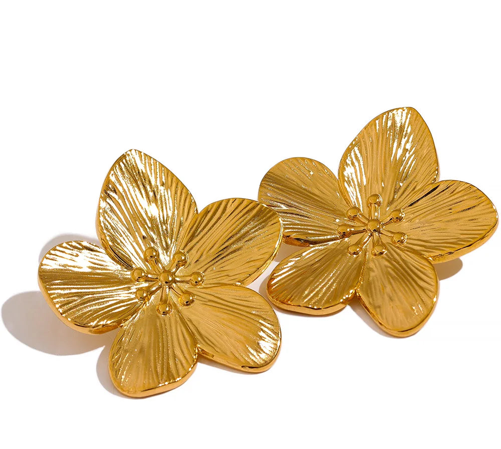 Flower Stud Earrings, Elegant Floral Statement.