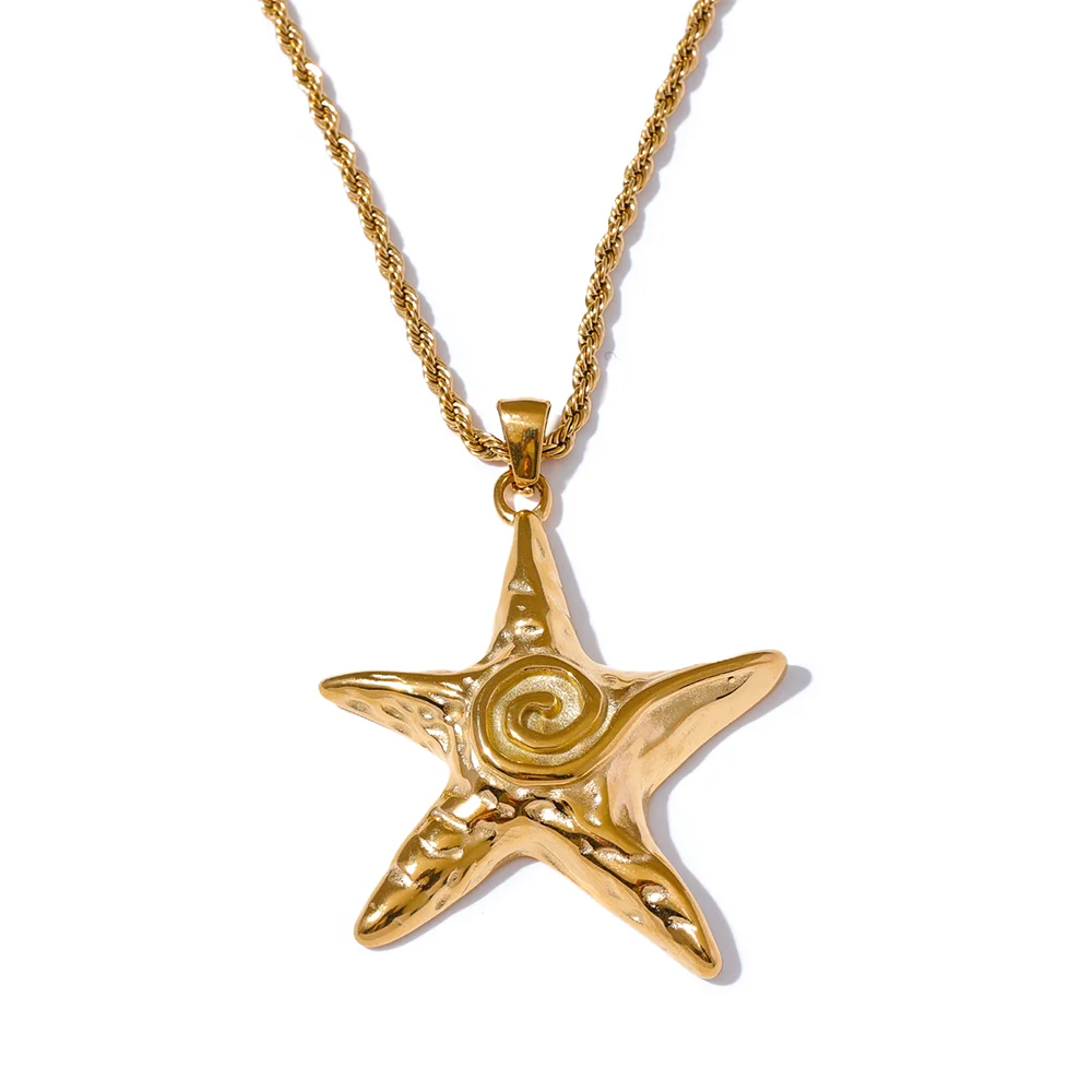 Stylish Gold Starfish Pendant Necklace.