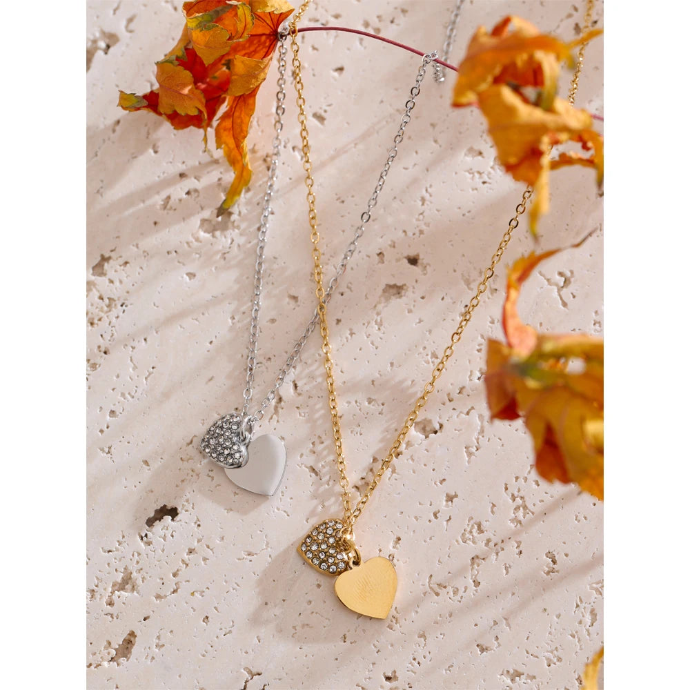 Double Heart Charm Necklace