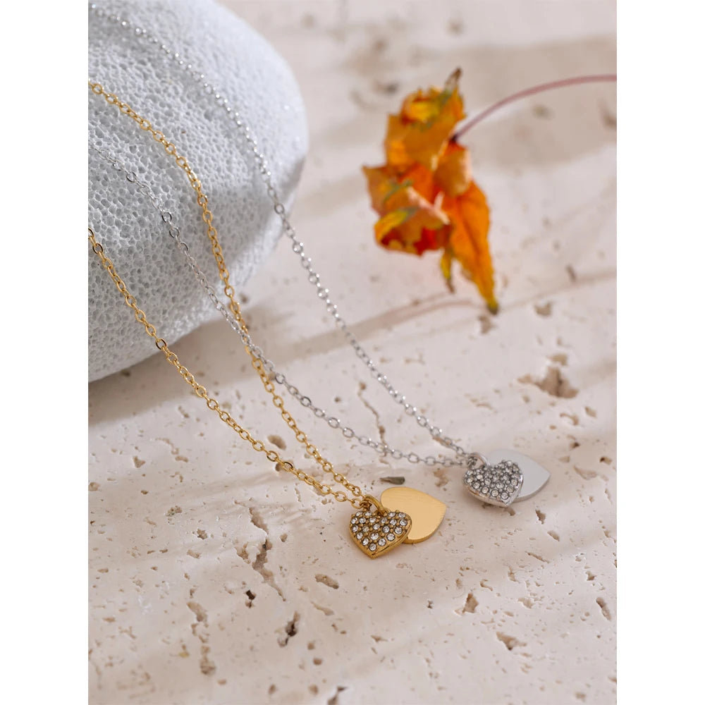 Double Heart Charm Necklace