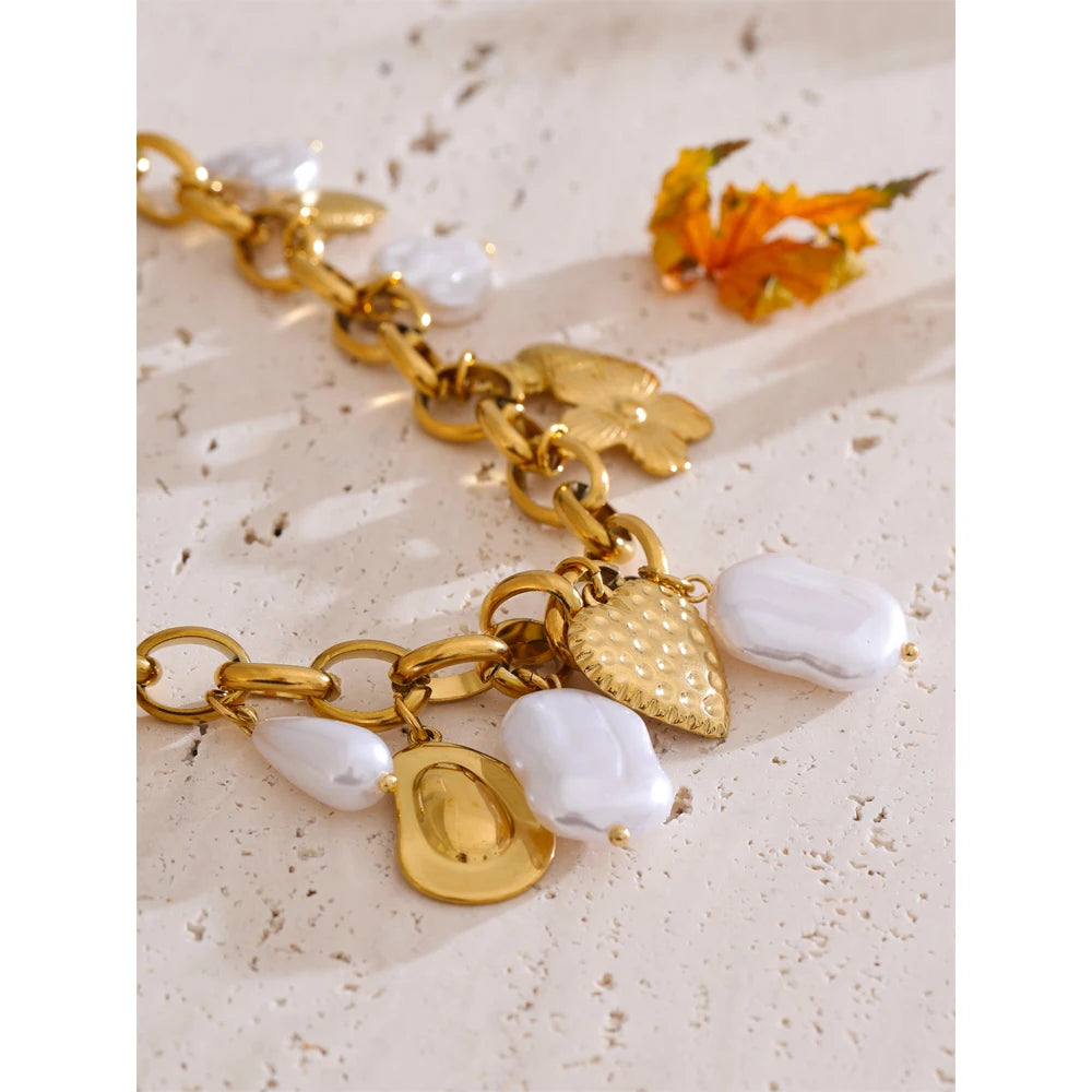 Gold Charm Statement Bracelet