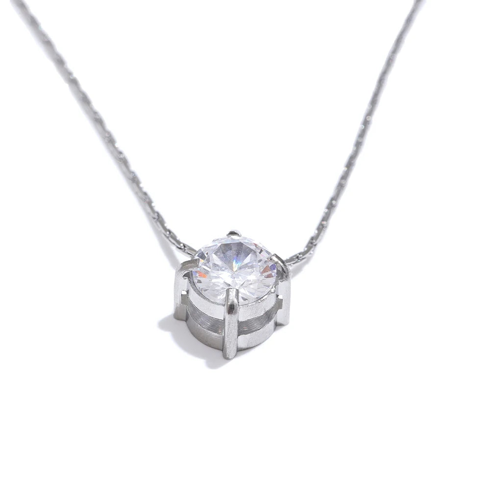 Beautiful Round Cubic Pendant Necklace