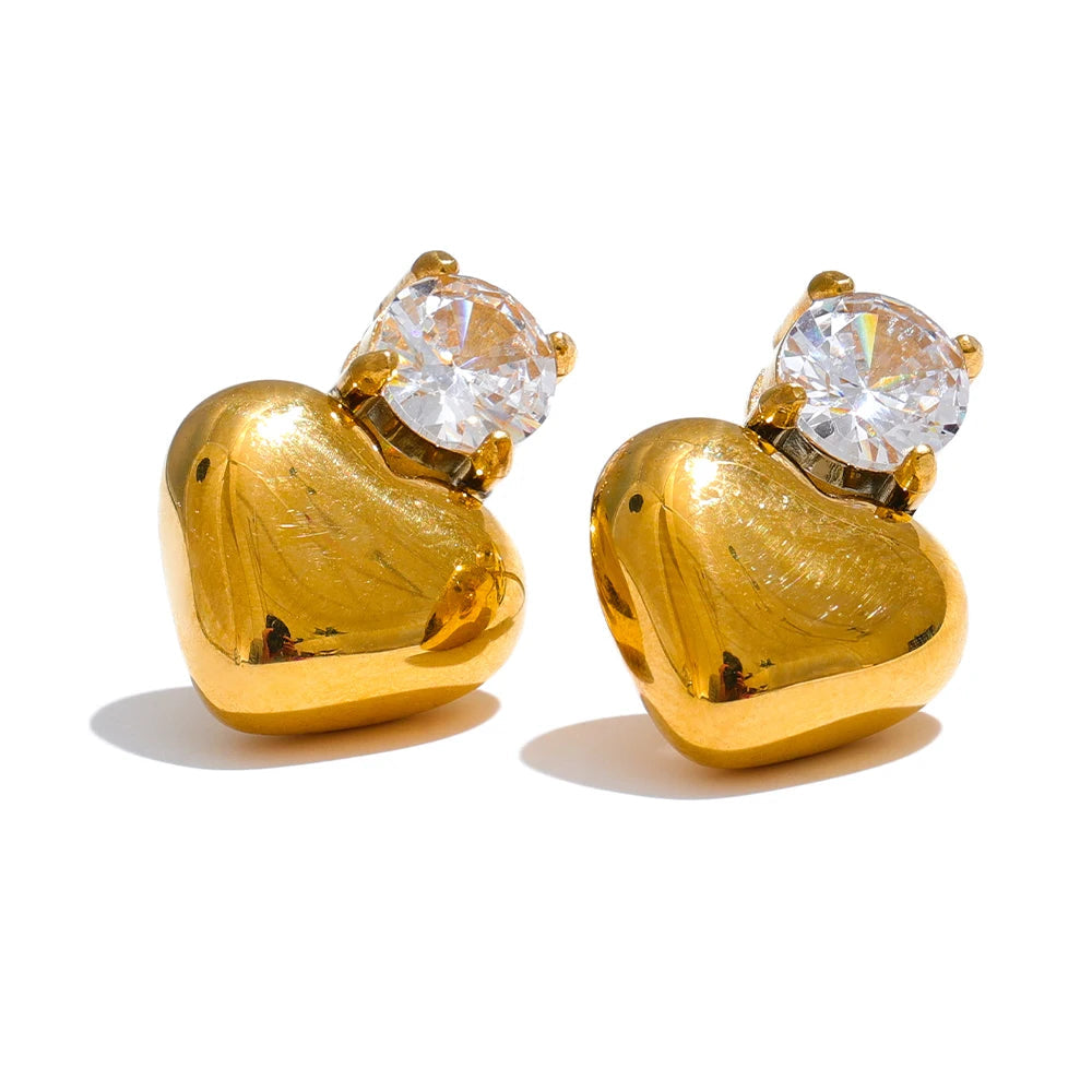 Sparkling Heart Stud Earrings