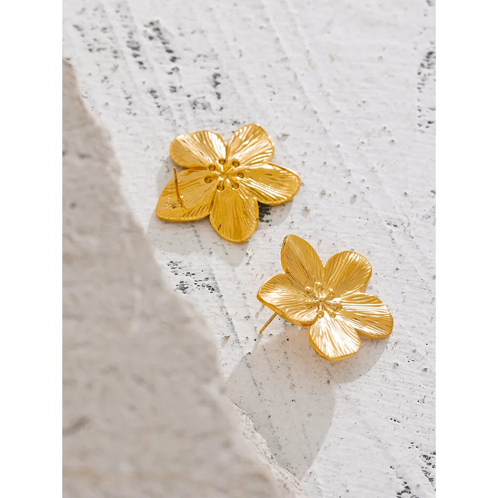 Flower Stud Earrings, Elegant Floral Statement.