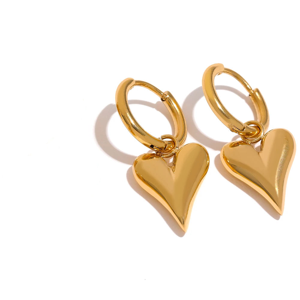 Heart Charm Hoop Earrings