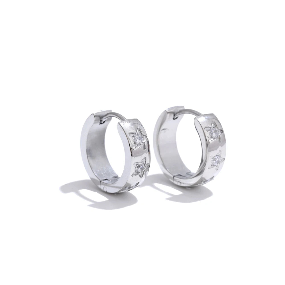 Cubic Star Hoop Earrings