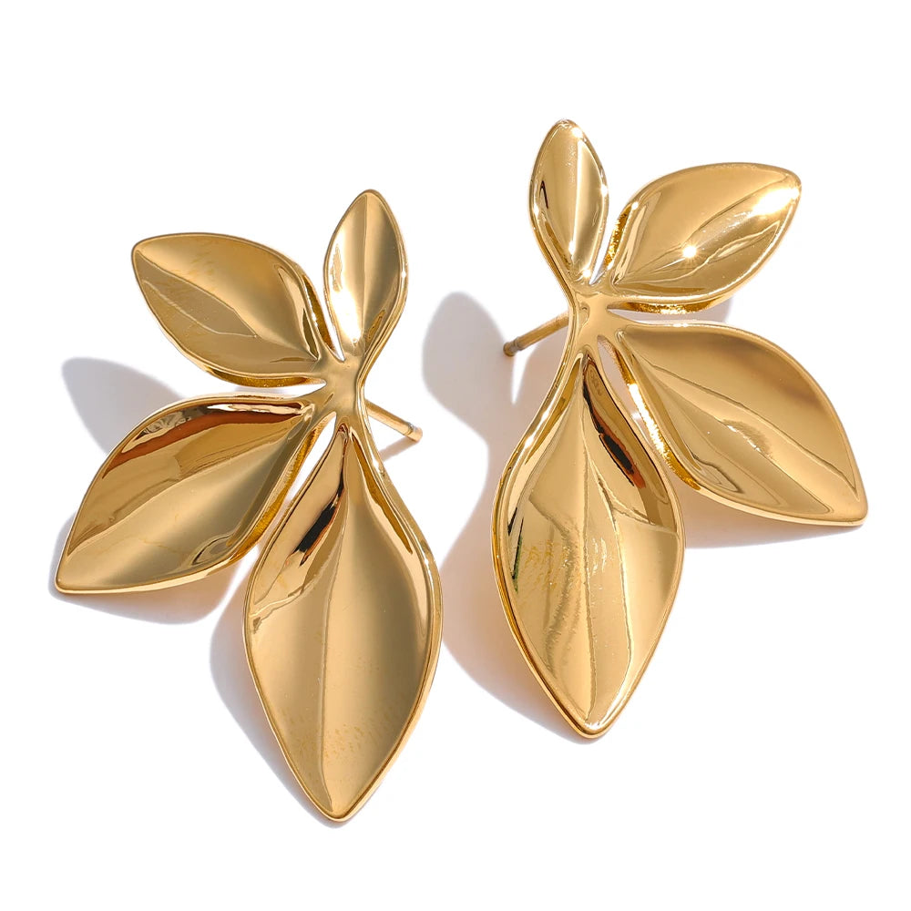 Stylish Gold Leaf Earrings