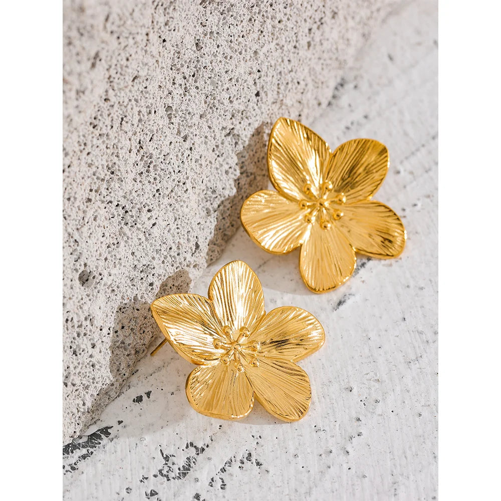 Flower Stud Earrings, Elegant Floral Statement.