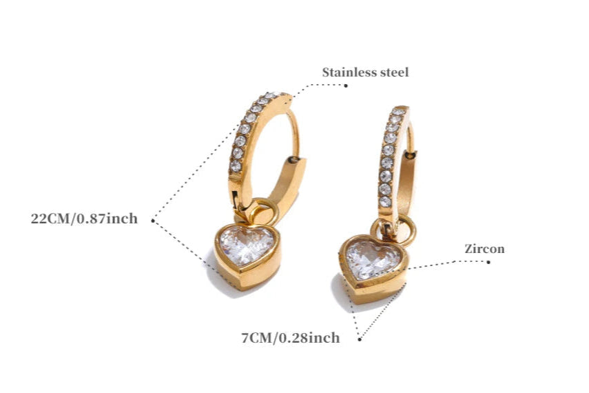 Heart Hoop Crystal Earrings