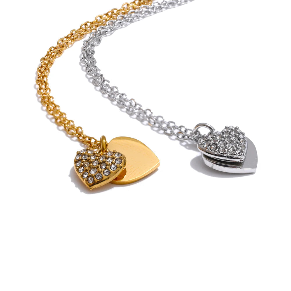 Double Heart Charm Necklace