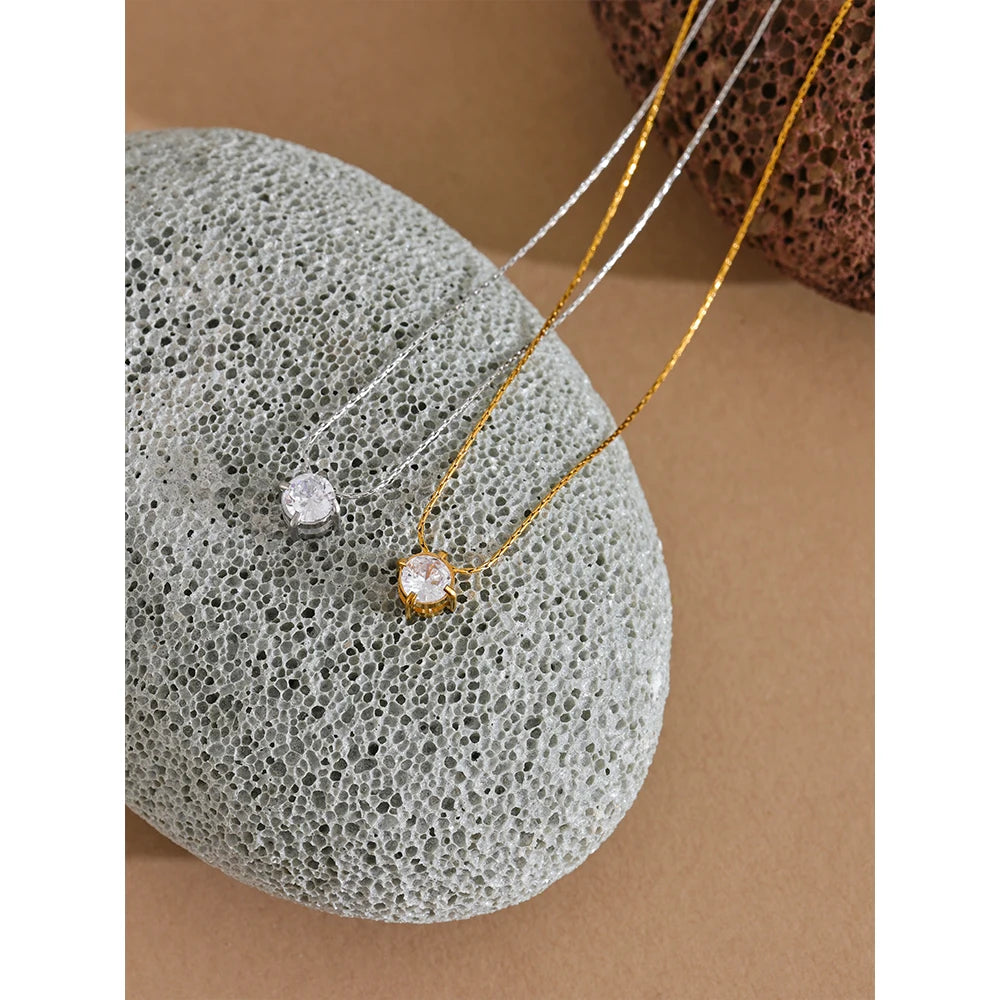 Beautiful Round Cubic Pendant Necklace