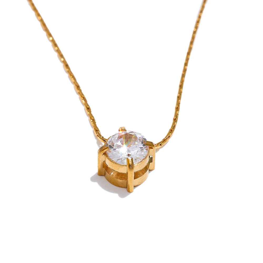 Beautiful Round Cubic Pendant Necklace