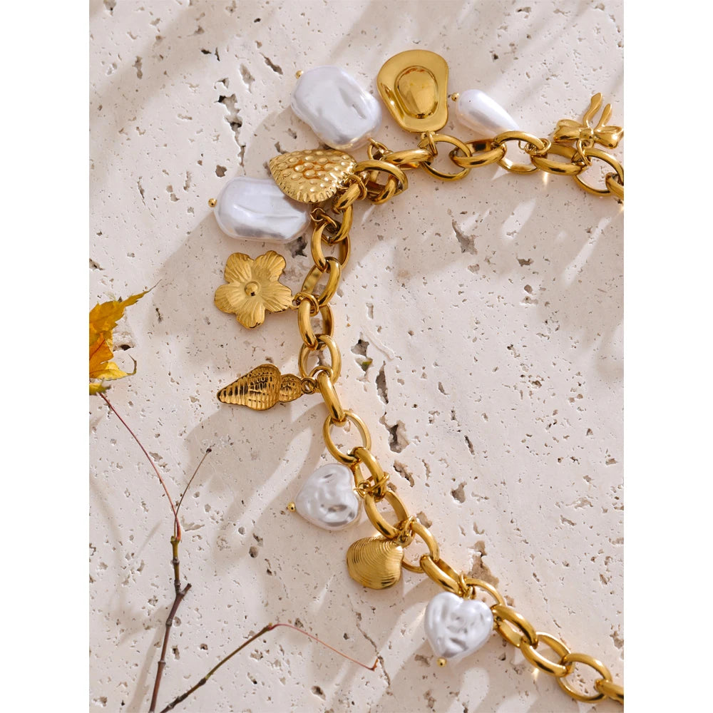 Gold Charm Statement Bracelet