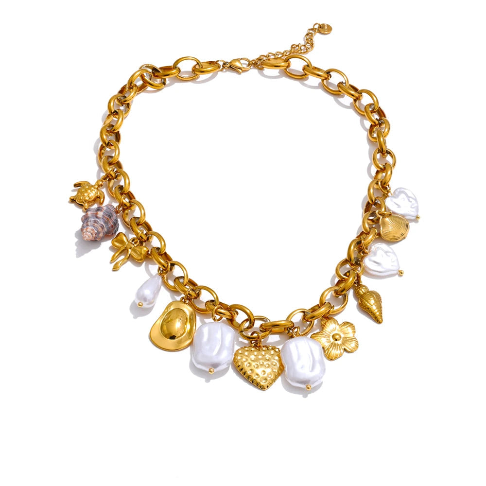 Gold Charm Statement Bracelet